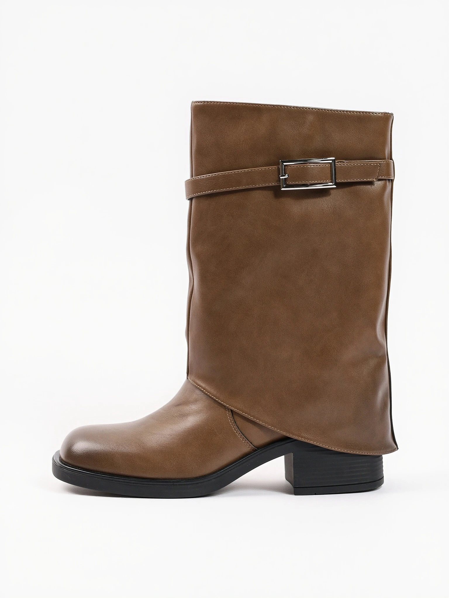 Сапоги укороченные с отворотом цвета хаки